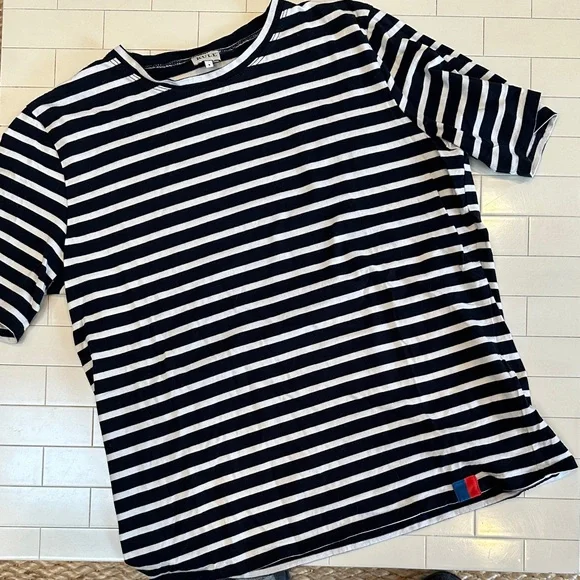KULE 3/4 Sleeve Striped Navy and White T-Shirt (SM) - Picture 1 of 4